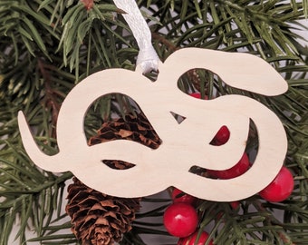 Snake Christmas Ornament // Wooden Holiday Decor // Xmas Tree Ornament // Trim a Tree // Holiday Decoration // Gift Topper // Reptile