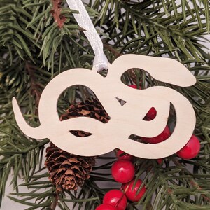 Snake Christmas Ornament // Wooden Holiday Decor // Xmas Tree Ornament // Trim a Tree // Holiday Decoration // Gift Topper // Reptile image 1