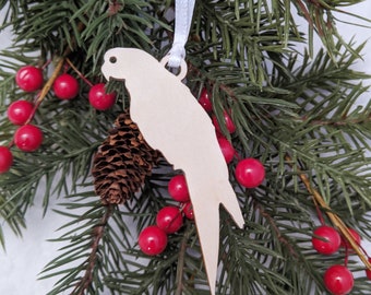 Parrot Christmas Ornament // Wooden Holiday Ornament //  Christmas Tree Ornament // Xmas Decor // Scandinavian Christmas, Parrot Lover Gift