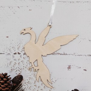 Phoenix Christmas Ornament // Holiday Decoration // Xmas Tree Ornament // Trim a Tree // Wooden Ornament // Rise from the Ashes // Magical image 2