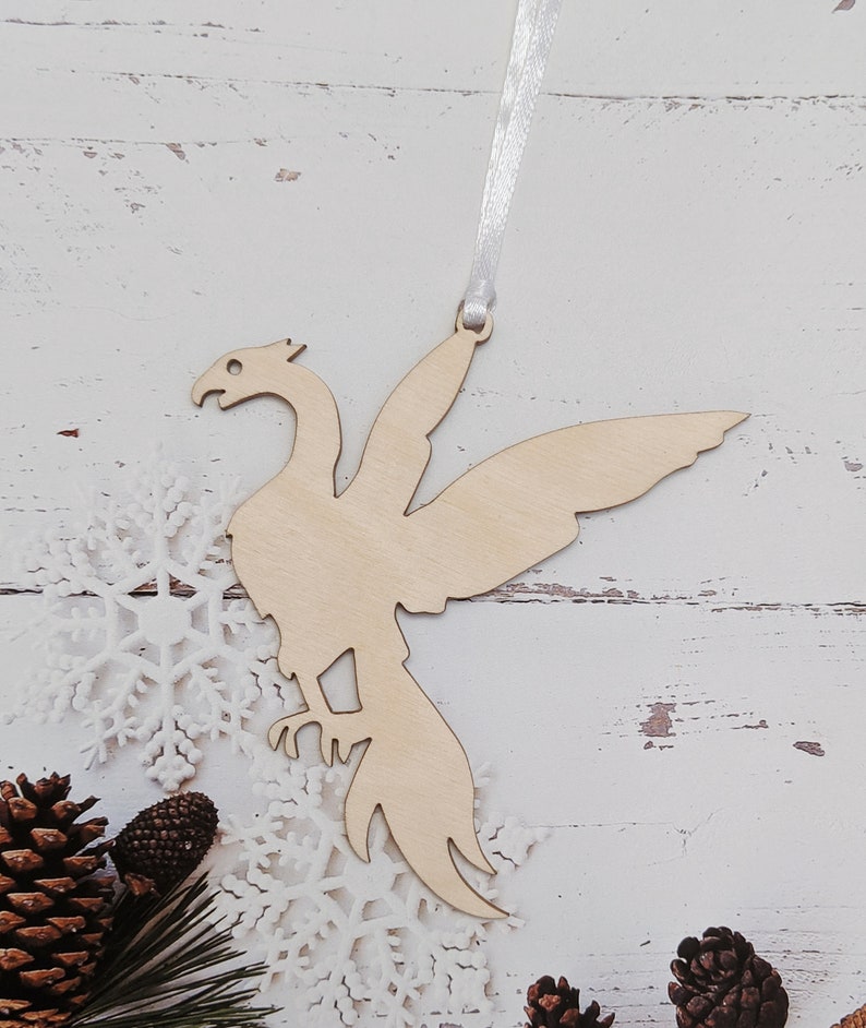 Phoenix Christmas Ornament // Holiday Decoration // Xmas Tree Ornament // Trim a Tree // Wooden Ornament // Rise from the Ashes // Magical image 2