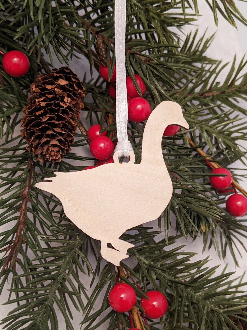 Goose Christmas Ornament // Wooden Holiday Ornament // Christmas Tree Ornament // Farm Animal // Xmas Decor // Scandinavian // Gift image 1