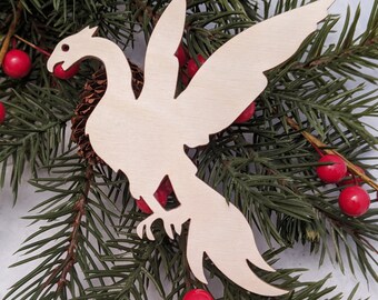 Phoenix Christmas Ornament // Holiday Decoration // Xmas Tree Ornament // Trim a Tree  // Wooden Ornament // Rise from the Ashes // Magical