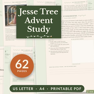 Advent Unit Study - Charlotte Mason Jesse Tree Readings, Hymns, Picture and Nature Study, Copywork - 62 Pages - US Letter and A4