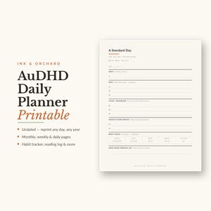 Agenda imprimable pour le TDAH - Gestion des tâches, concentration immédiate/suivante pour les adultes diagnostiqués tardivement, téléchargement instantané PDF