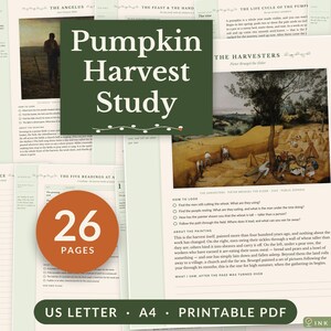 Pumpkin Unit Study - Charlotte Mason Autumn Harvest Readings, Picture Study, Poetry, Copywork - 26 Pages - US Letter and A4