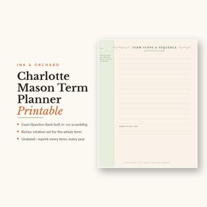Charlotte Mason Planner - 12-Week Term Scope, Riches Rotation and End-of-Term Exam Kit - Homeschool PDF Instant Download