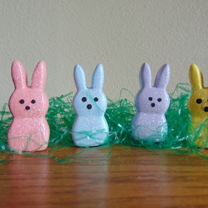 4 Ceramic Easter Peeps Pastel with suger coated look