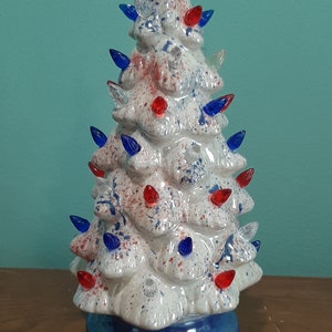 11 in Red Whte Blue Patroitic Fireworks Splatter Design with Pearl Finish