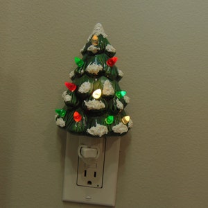 Ceramic Christmas Tree Night light with glitter snow