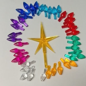 Árbol de Navidad de cerámica con 30 luces multicolores y estrella dorada