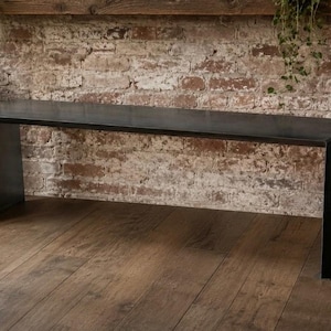 Industrial Metal Bench, Rustic Natural Finish, Clear Coat, 57.75" Long, No Assembly