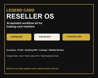 Trading Card Reseller Spreadsheet | Inventory, Profit, Grading ROI Dashboard (Digital Download)