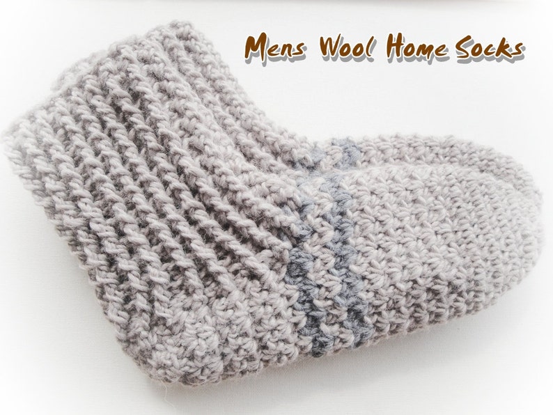 Mens Wool Home Socks Crochet Pattern Etsy