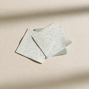 Square cocktail-napkin and paper-detail mockups with fine botanical line illustrations, styled with coordinating paper pieces. Digital presentation of a custom illustrated wedding and event design.
