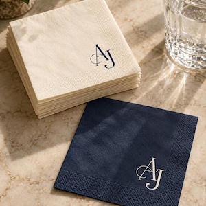 Personalised Monogram Cocktail Napkins – 3-Ply Paper Wedding and Event Napkins