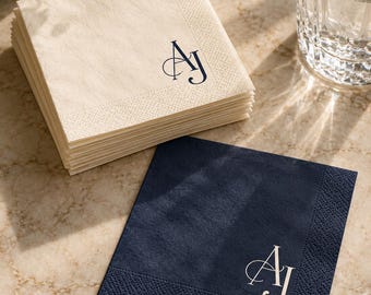 Servilletas de cóctel personalizadas con monograma – Servilletas de papel de 3 capas para bodas y eventos