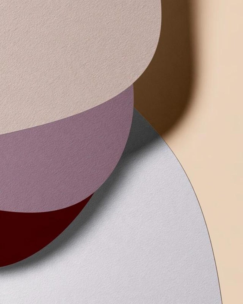 Layered unprinted menu-card mockups with curved paper edges in cream and muted burgundy tones. The arrangement shows contrasting paper shapes and soft shadows for a modern table-stationery design.