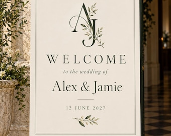 Personalised Wedding Welcome Sign – Printed Foam Board, A2 or 60 × 90 cm