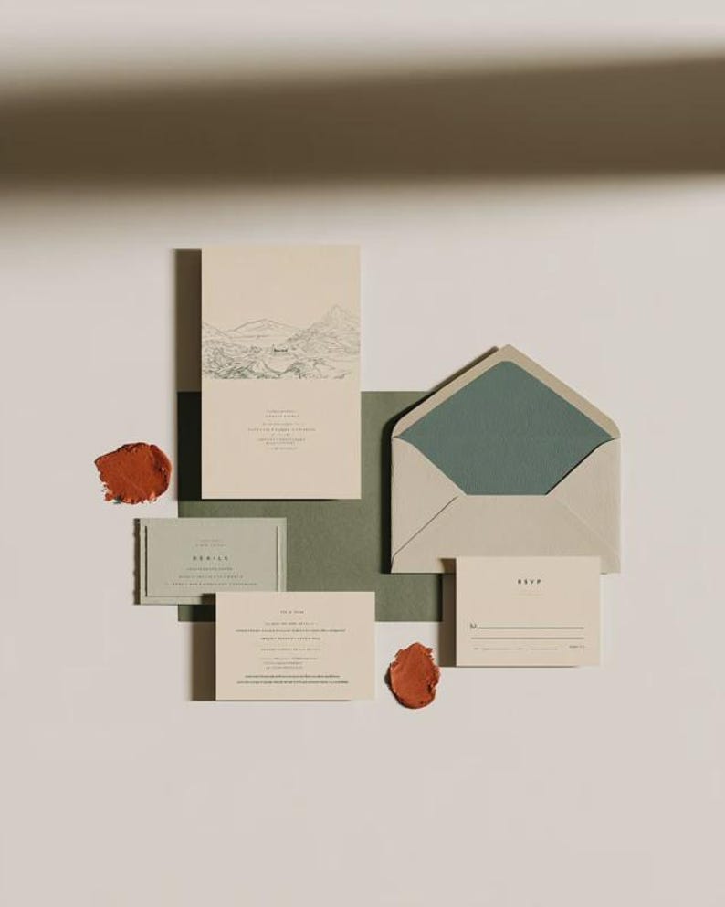 Contemporary matchbox mockup with a coloured paper sleeve and a clean graphic layout. The rectangular box is presented in soft directional light as a personalised wedding or event favour concept.