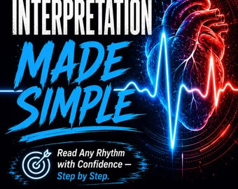 EKG ECG Interpretation Made Simple - Nurse Study Guide, Heart Rhythm Cheat Sheets, 12-Lead & STEMI, Practice Strips, Printable Download