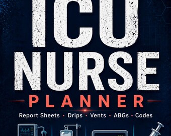 ICU Nurse Planner & Report Sheet Book, Critical Care Brain Sheets, Drip Vent ABG Trackers, Printable Digital Download for ICU Nurses