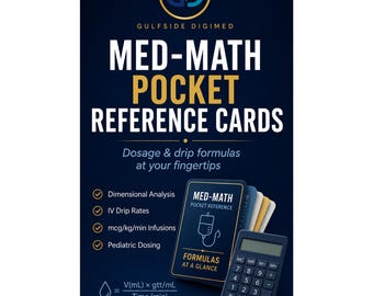 Med-Math Pocket Reference Cards | Printable Dosage Calculation Cheat Cards for Nurses & Nursing Students | 42 Cards + Tables PDF