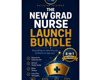 New Grad Nurse Launch Bundle | NCLEX RN Study Guide + Nurse Career Kit + Brain Sheets + Care Plan Templates | Instant Download