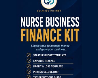 Nurse Business Finance Kit | Budget Pricing Calculator Expense Tracker Profit Loss Tax Deductions | 1099 Nurse | Instant PDF
