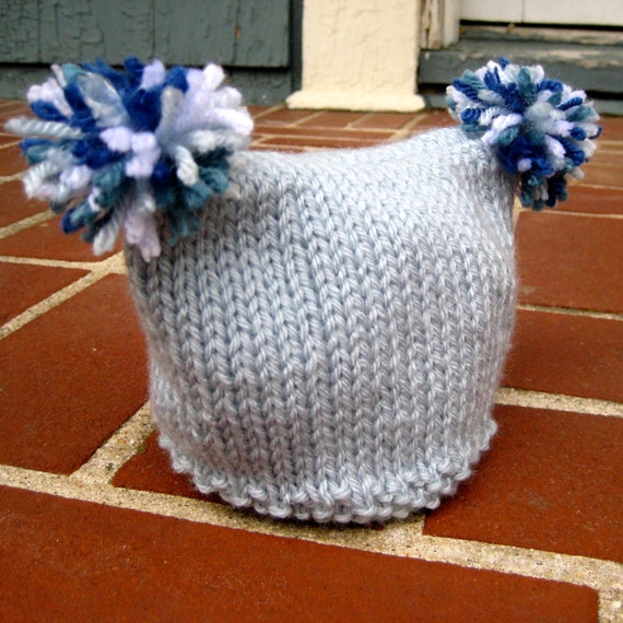Items similar to Double Pom Pom Knit Hat for Baby or Child on Etsy