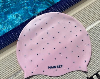 Bonnet de bain en silicone à pois roses | Ensemble de maillots de bain