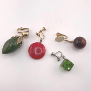 Single Bakelite Dangle Earrings Lot Various Colors/Sizes