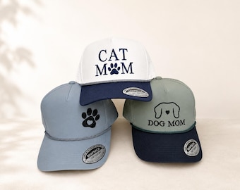 Personalized Pet Name Trucker Hat, Custom Paw Print Embroidery Cap