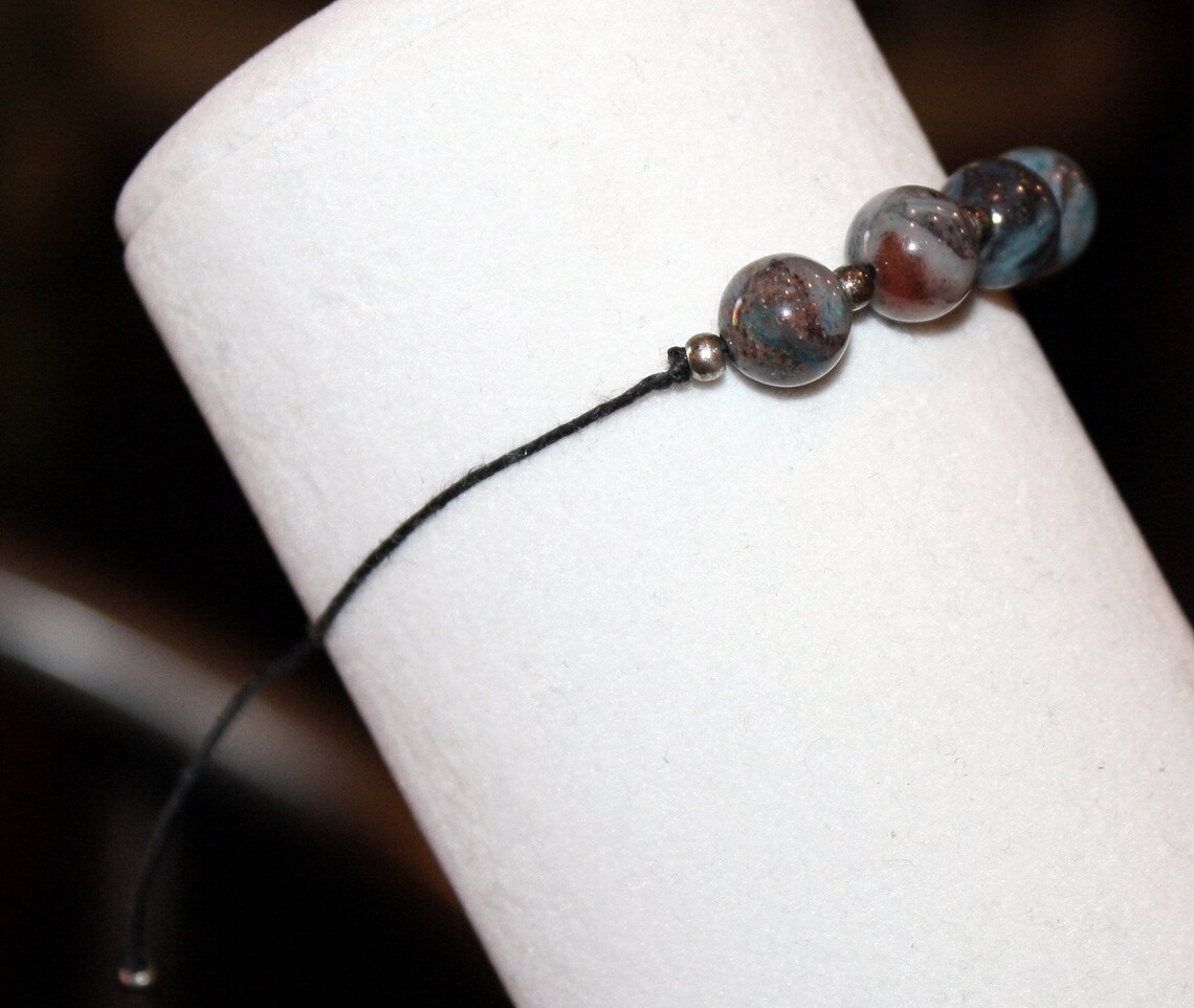 Slip Knot Bracelet With Genuine Blue Agate Gemstones for Etsy
