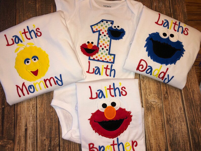 sesame street 1st birthday shirts
