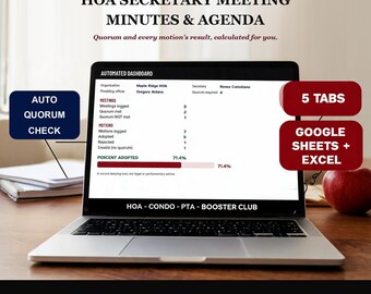 Sjabloon voor notulen van de VvE-bestuursvergadering, Google Sheets Excel, automatische quorumcontrole