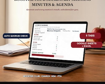 Sjabloon voor notulen van de oudervereniging, Google Sheets Excel, Auto Motion Tracker