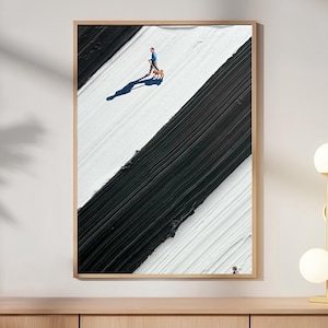 Werner Bronkhorst Style Art Print, Dog Walking Impasto, Tiny Figures Black White Poster