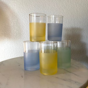Set of 6 - Vintage Frosted Juice Glasses, Retro Glassware