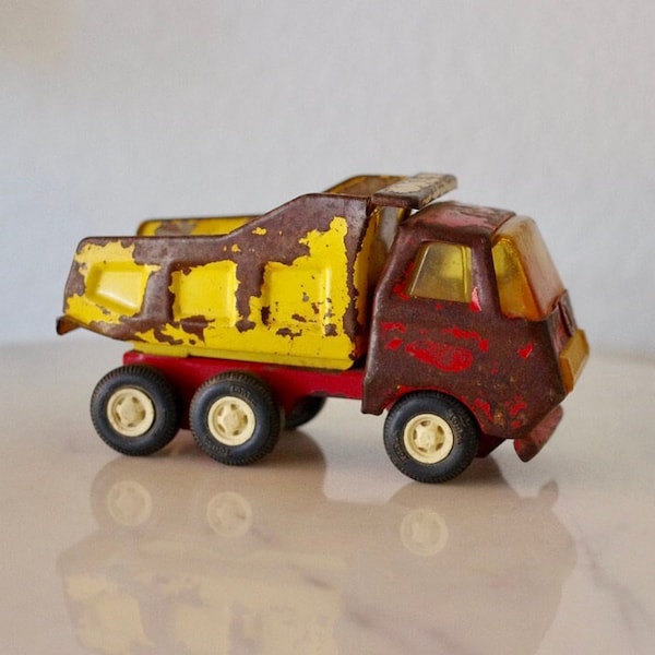 Vintage Tonka Small Red and Yellow Dump Truck, Toy Truck, Collectible Kid's Toy, Tonka Truck