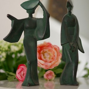 Pair of Vintage Cast Iron Geishas