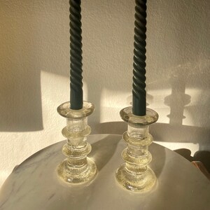 Pair of Vintage Littala Festivo Ice Candlestick Holders, Timo Sarpaneva Festivo Candlesticks, Modernist Candlestick Holders, Mid Century Mod
