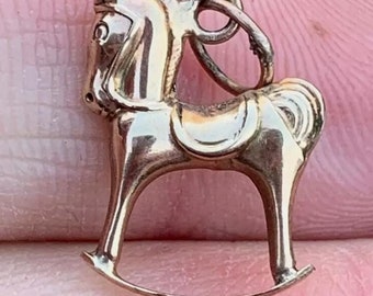 Rare Antique Victorian 9k Gold Rocking Horse Charm Pendant