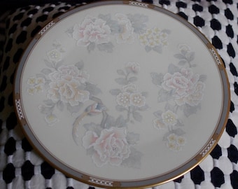 Vintage Lenox McKinley Large Cake Plate, Pastel Floral Pattern, Presidential Line, American Made China, Made in USA