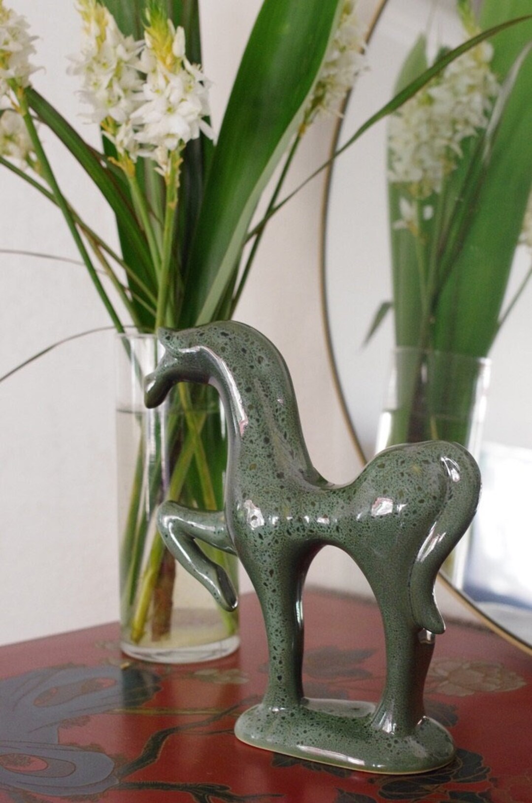 Green Horse Statue, Horse Figurine, Spartan Horse, Greek Horse, Horse