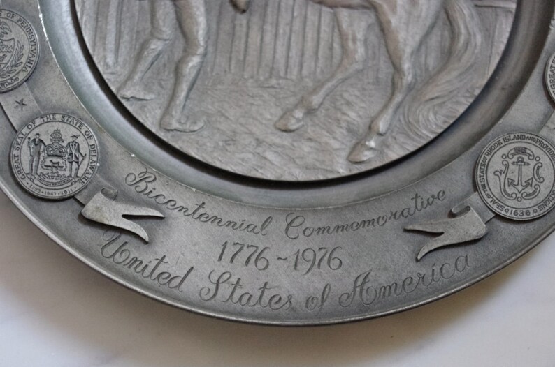 Vintage Bicentennial Commemorative Pewter Plate midnight Etsy