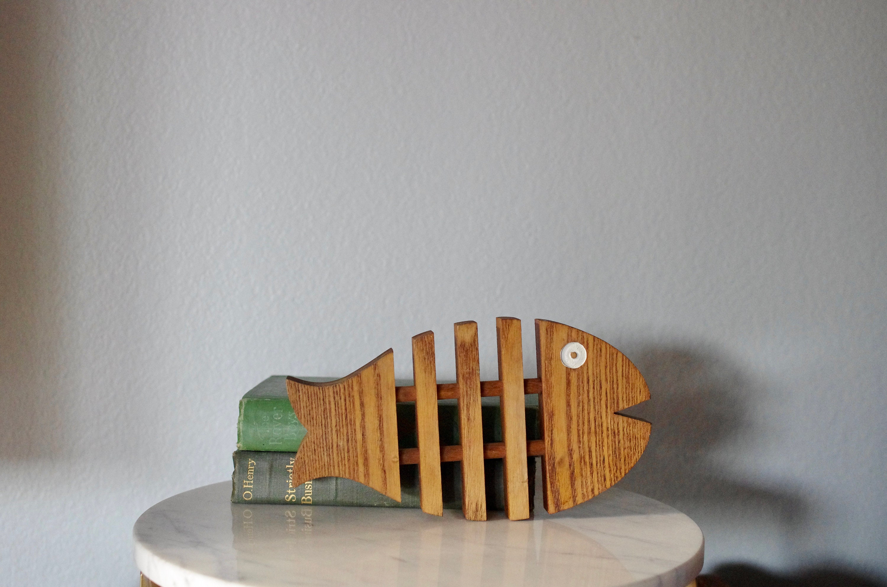 Vintage MCM Wood Fish Pot Holder Mid Century Wooden Fish Bone Etsy