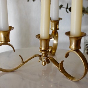 Vintage Brass Candelabra, Brass Candle Holder, 4 Candlestick Holder Centerpiece image 5