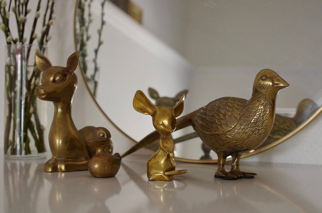 Vintage Brass Animal Figurines Brass Laying Doe Brass Etsy