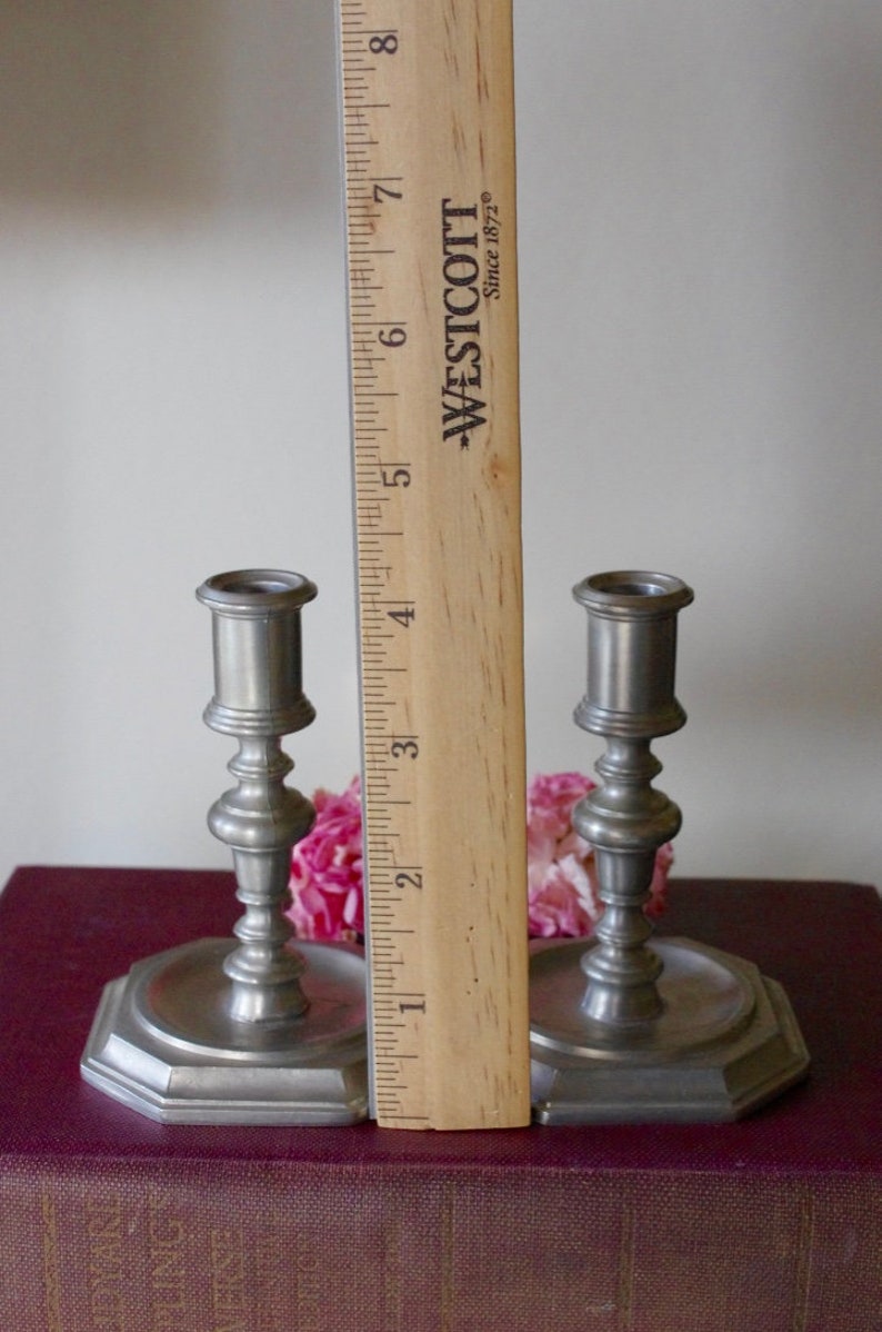 Pair of Vintage Pewter Skinny Candlestick Holders Thin Candle Etsy